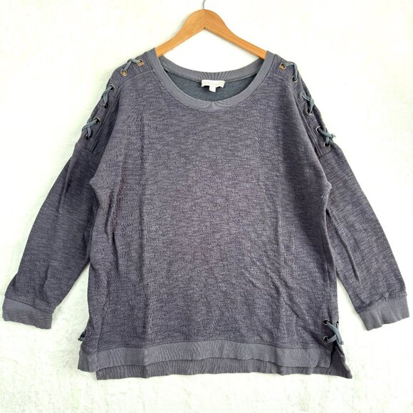 Weekend Suzanne Betro Drop Shoulder Casual Sweater Womens 1X Gray Blue - Picture 1 of 8